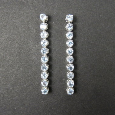Long Sterling Silver Blue Topaz Earrings