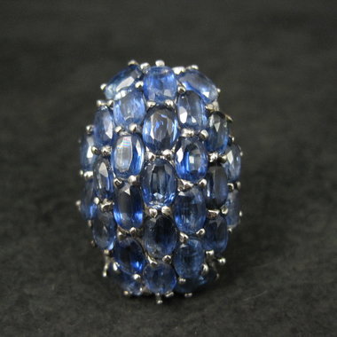 Large Vintage Sapphire Cocktail Ring Size 10