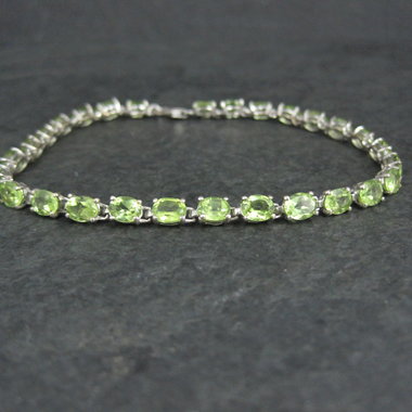 Sterling Silver Peridot Tennis Bracelet 7.5 Inches