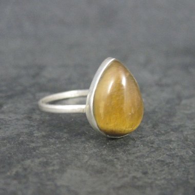 Dainty Sterling Tigers Eye Ring Size 10