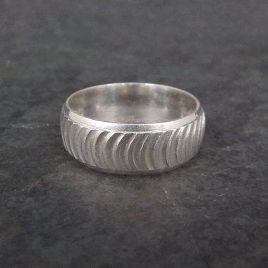 Textured 7mm Band Ring Size 7 Sterling Silver