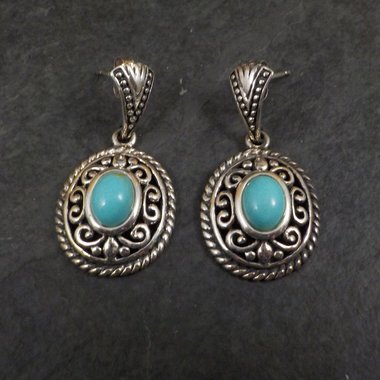 Turquoise Earrings Estate Sterling Silver