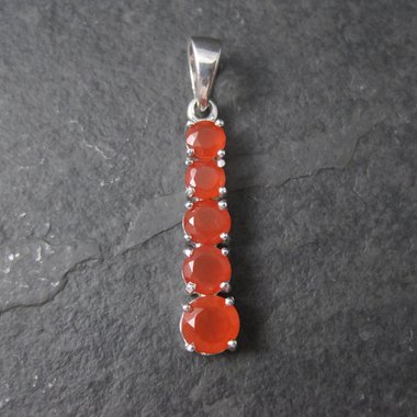 Mexican Fire Opal Journey Pendant Sterling Silver Estate Jewelry