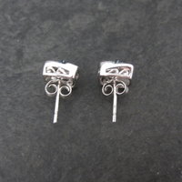 Sterling Silver Blue Diamond Illusion Stud Earrings