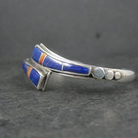Vintage Southwestern Sterling Silver Lapis Lazuli Spiny Oyster Cuff Bracelet 6"