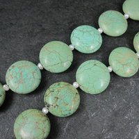 Cloud Mountain Green Turquoise and Pearl Necklace 17"