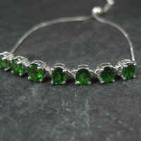 Chrome Diopside Bolo Bracelet Siberian Emerald Sterling Silver