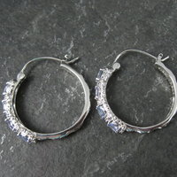 Tanzanite Hoop Earrings Sterling Silver Latch Closures