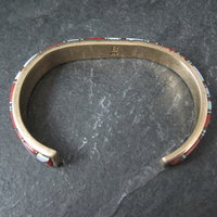 Vintage 14K Coral Opal Inlay Cuff Bracelet 5.75 Inches
