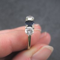 Vintage 14K 1 Carat Diamond Sapphire Ring Size 6