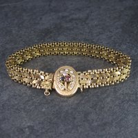 Antique 14K Sapphire Ruby Seed Pearl Bracelet