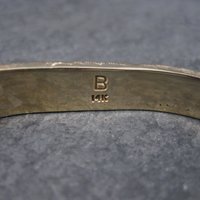 Vintage 14K Coral Opal Inlay Cuff Bracelet 5.75 Inches