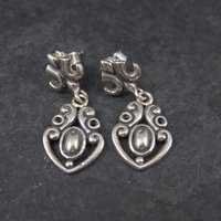 Vintage Sterling Silver Victorian Style Earrings | Antique-Inspired Dangle Earrings | Romantic Old World Jewelry