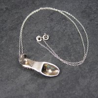 Vintage Sterling Onyx Marcasite High Heel Shoe Pendant Necklace