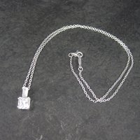 Dainty Vintage Sterling Cubic Zirconia Pendant Necklace