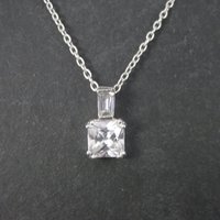 Dainty Vintage Sterling Cubic Zirconia Pendant Necklace