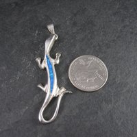 Vintage Mexican Sterling Inlay Salamander Pendant