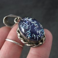 Vintage Mexican Sterling Blue Confetti Pendant