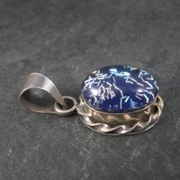Vintage Mexican Sterling Blue Confetti Pendant