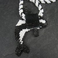 Large Alaskan Native Beaded Orca Necklace