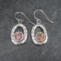 Vintage Sterling Pink Quartz Earrings