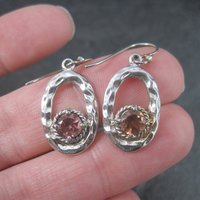 Vintage Sterling Pink Quartz Earrings