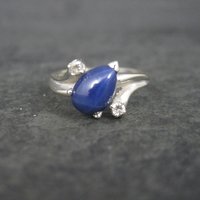 Vintage 14K Star Sapphire Diamond Ring Size 6.5