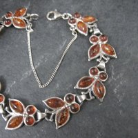 Estate Sterling Amber Butterfly Bracelet 7.5 Inches