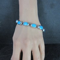 Mexican Sterling Faux Turquoise Bracelet 7.5 Inches