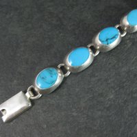 Mexican Sterling Faux Turquoise Bracelet 7.5 Inches