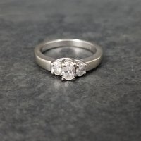 14K White Gold .50 Carat 3 Stone Diamond Ring Size 7