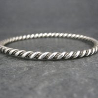 Vintage Southwestern Sterling 4mm Twisted Bangle Bracelet 8 Inches