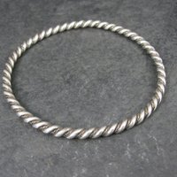 Vintage Southwestern Sterling 4mm Twisted Bangle Bracelet 8 Inches