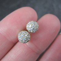 Gold Cz Sphere Stud Earrings Vermeil Sterling