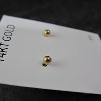 14K Yellow Gold Ball Stud Piercing Earrings 3mm OR 4mm New Old Stock