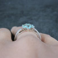 Sterling Silver Blue Tourmaline Ring Size 8