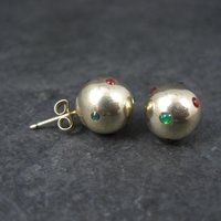 Large Yellow Gold Ball Stud Earrings 10MM 14K Gold Filled