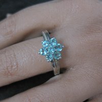 Sterling Silver Blue Tourmaline Ring Size 8