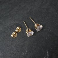 Vintage 4mm Cz Stud Earrings 14K Gold Filled New Old Stock