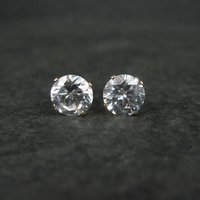 Vintage 7mm Cz Stud Earrings 14K Gold Filled New Old Stock