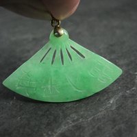 Vermeil Jadeite Fan Pendant Estate