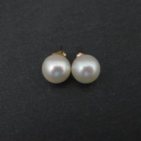14K 8mm Cultured Akoya Pearl Stud Earrings New Old Stock