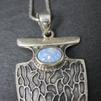 Sterling Arrowhead Opal Pendant Necklace