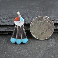 Southwestern Sterling Inlaid Sunface Pendant Sterling Silver