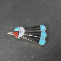 Southwestern Sterling Inlaid Sunface Pendant Sterling Silver