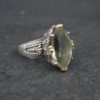 Large Sterling Silver and 14K Smoky Quartz Ring Size 9