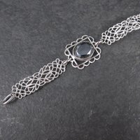 Filigree Hematite Bracelet 14K White Gold Filled 7.5 Inches