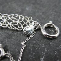 Filigree Hematite Bracelet 14K White Gold Filled 7.5 Inches
