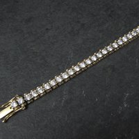 Vintage Vermeil Sterling Cz Tennis Bracelet 7 Inches