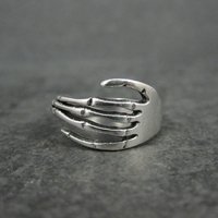 Artisan Sterling Silver Skeleton Hand Ring Size 8